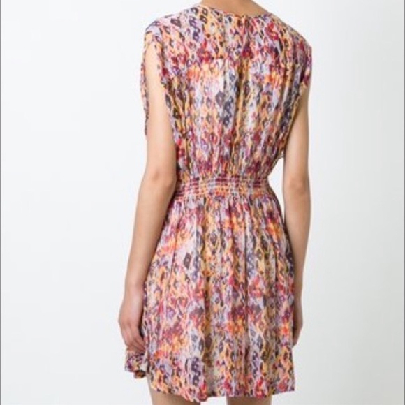 IRO Ohno Dress in Orange and Pink Ikat Print, Size 38 - Picture 3 of 10